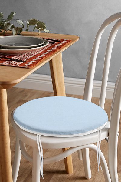 Realhomes Baby Blue Digital Printed Round Zippered Chair Cushion