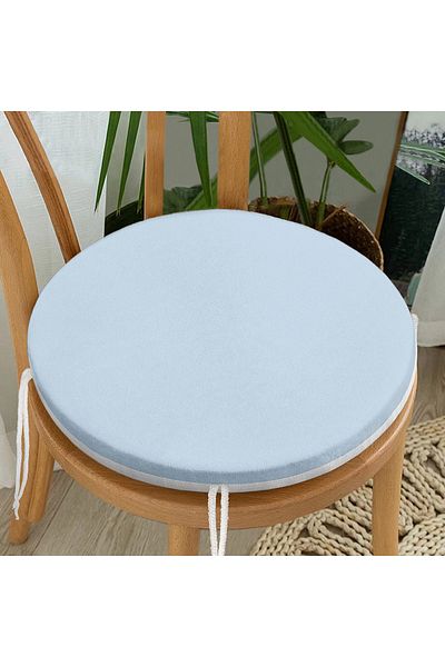 Realhomes Baby Blue Digital Printed Round Zippered Chair Cushion