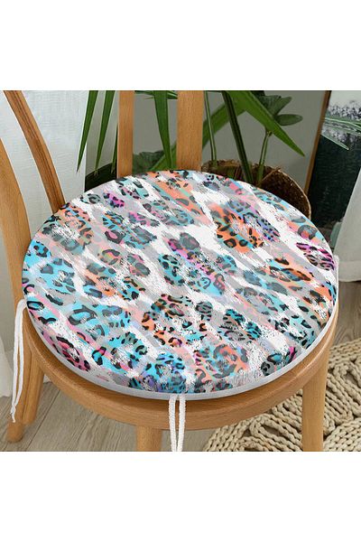Realhomes Tiger Pattern Illustration Digital Printed Special Design Modern Round Zippered Chair Cushion