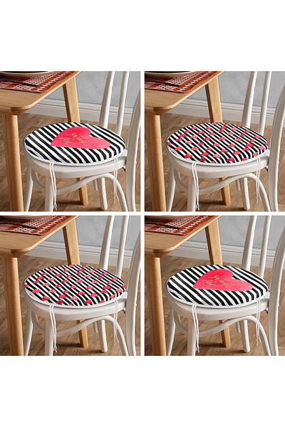 Realhomes 4-Piece Valentine's Day Concept Special Design Modern Combination Round Zipper Chair Cushion Set