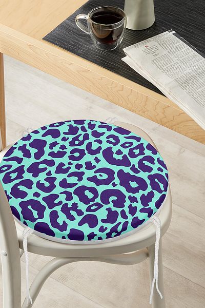 Realhomes Digital Printed Modern Round Zippered Chair Cushion with Geometric Patterns on Colorful Floor