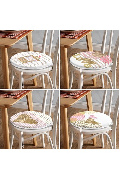 Realhomes 4-Piece Valentine's Day Concept Special Design Modern Combination Round Zipper Chair Cushion Set