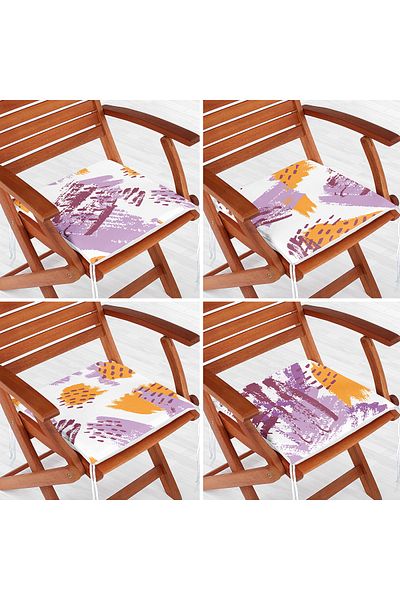 Realhomes 4-Piece Special Design Water Color Printed Zippered Chair Cushion Set