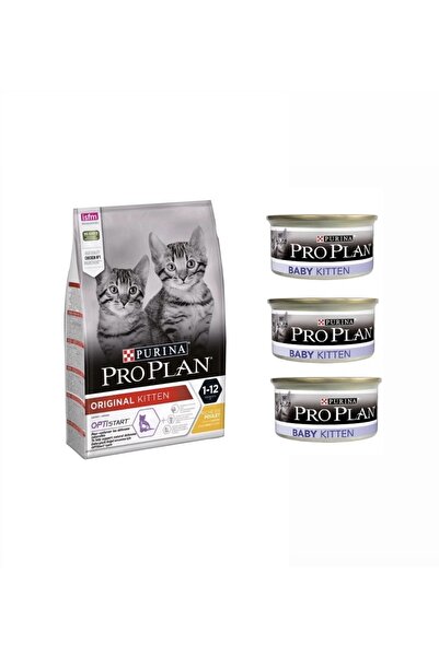 Pro Plan Pro Plan Kitten Tavuklu Yavru Kedi Maması 10 Kg + 3 Adet Konserve Yaş Mama 85 Gr