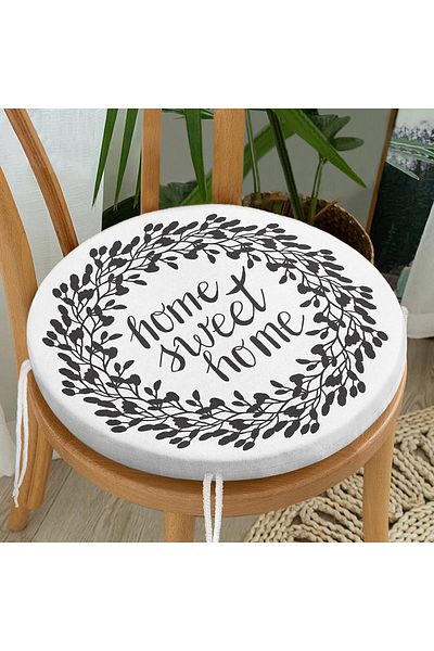 Realhomes Home Sweet Home Digital Printed Round Zippered Chair Cushion