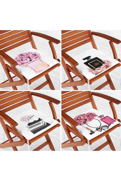 Realhomes 4-Piece Perfume Patterned Zippered Chair Cushion Set