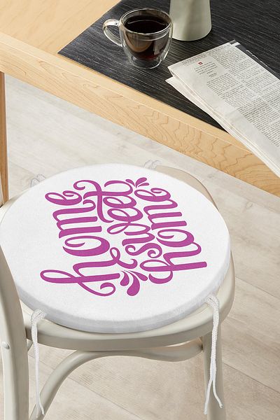 Realhomes Lilac Home Sweet Home Digital Printed Round Zippered Chair Cushion