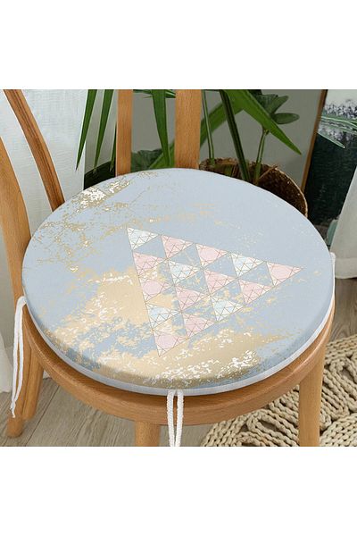 Realhomes Digital Printed Modern Round Zippered Chair Cushion with Triangle Pattern on Colorful Floor