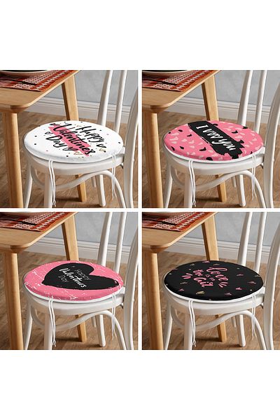 Realhomes 4-Piece Valentine's Day Concept Special Design Modern Combination Round Zipper Chair Cushion Set