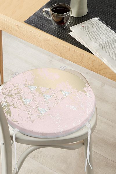 Realhomes Digital Printed Modern Round Zippered Chair Cushion with Triangle Pattern on Colorful Floor