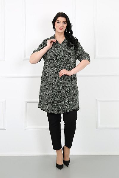 By Alba Collection Γυναικείο τουνίκ Χακί Λεοπάρ Βαμβακερό Βισκόζη Plus Size
