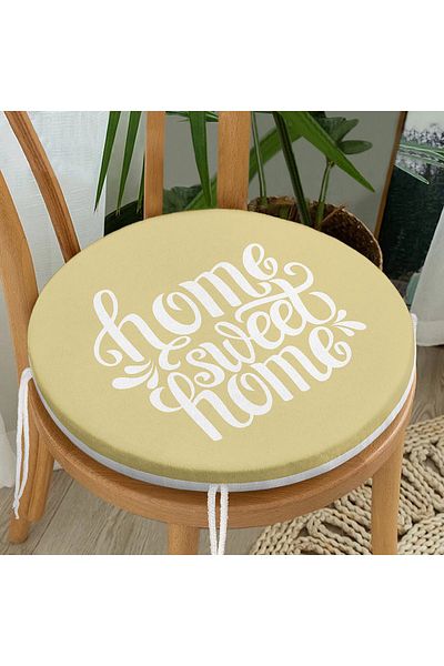 Realhomes Home Sweet Home Digital Printed Round Zippered Chair Cushion