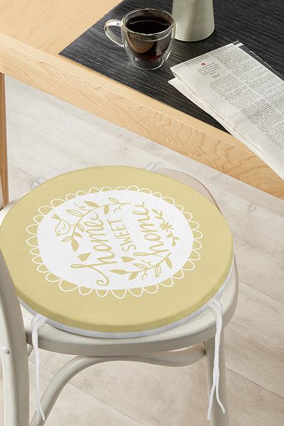 Realhomes Home Sweet Home Digital Printed Round Zippered Chair Cushion