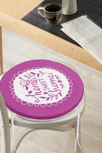 Realhomes Home Sweet Home Digital Printed Round Zippered Chair Cushion