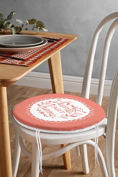 Realhomes Home Sweet Home Digital Printed Round Zippered Chair Cushion