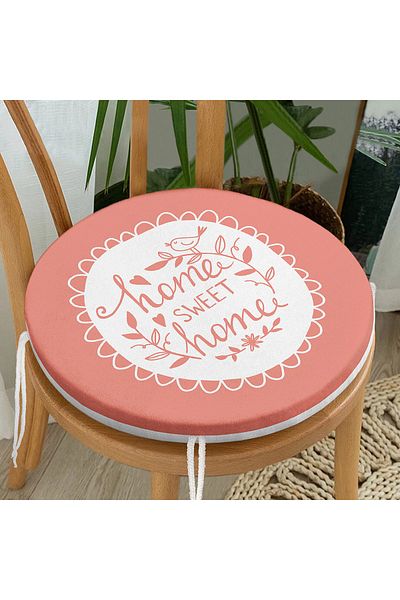 Realhomes Home Sweet Home Digital Printed Round Zippered Chair Cushion