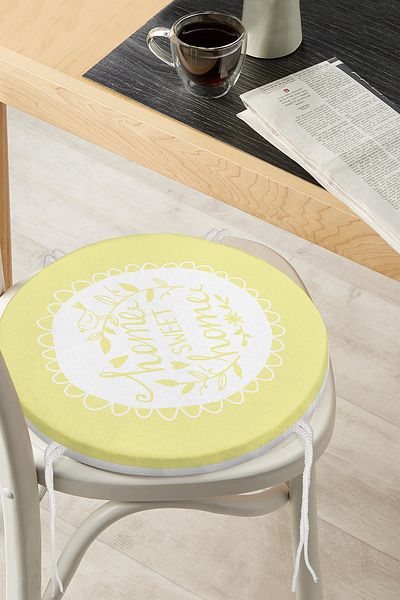 Realhomes Home Sweet Home Digital Printed Round Zippered Chair Cushion