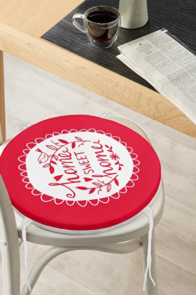 Realhomes Home Sweet Home Pernă pentru scaun rotundă cu fermoar imprimată digital