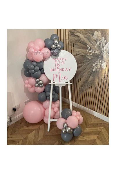 LOTUS PARTY 50 Pieces - Balloon Chain Set ( Pink - Gray )