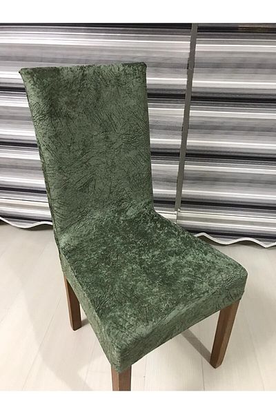 Aksa Home Κάλυμμα καρέκλας που πλένεται ελαστικό Lycra Velvet Vein Pattern Σετ 6 τεμαχίων