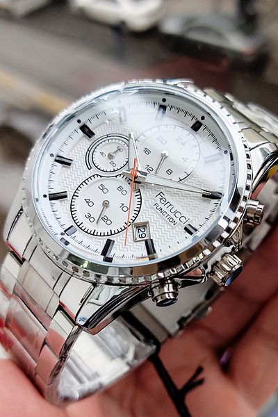 Ferrucci Function Men's Wristwatch 3 ATM Waterproof Silver Color Steel Cord Bracelet Gift Elg624