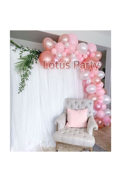 LOTUS PARTY 60 Τεμάχια - Σετ αλυσίδας μπαλονιών (ροζ χρυσό - ροζ - λευκό)