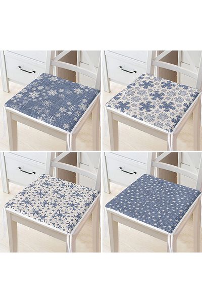 Realhomes 4-Piece Jeans Special Design Zippered Chair Cushion with Stars and Crystal Grains Pattern on the Floor