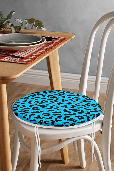 Realhomes Digital Printed Round Zippered Chair Cushion with Polka Dot Pattern on Colorful Floor