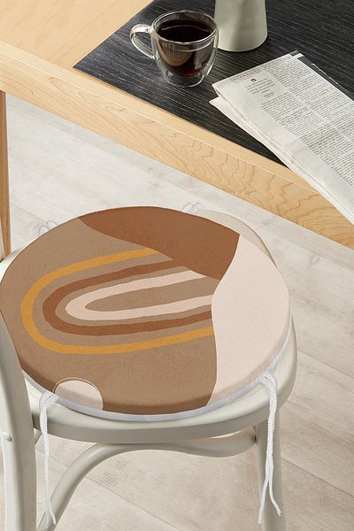 Realhomes Digital Printed Round Zippered Chair Cushion with Onedraw Drawing on Colorful Floor