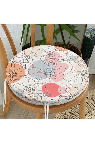 Realhomes Red And Orange Polka Dot Floor Charcoal Flower Motif Modern Round Zippered Chair Cushion