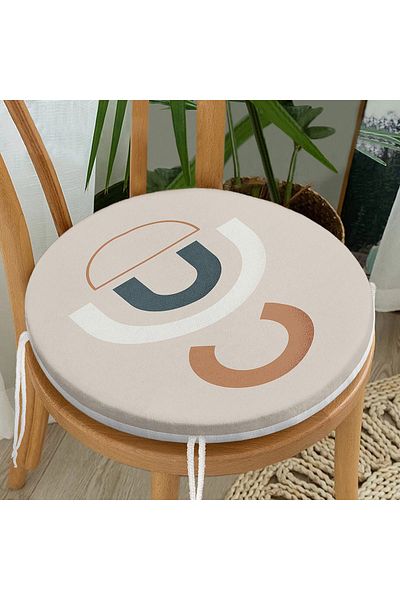 Realhomes Colorful Background One Draw Drawing Geometric Pattern Digital Printed Round Zippered Chair Cushion