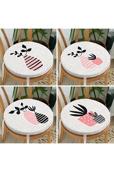 Realhomes 4-Piece Sandblasting Floor Flower Pots Special Design Modern Round Zippered Chair Cushion Set