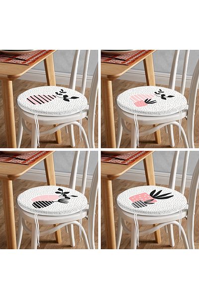Realhomes 4-Piece Sandblasting Floor Flower Pots Special Design Modern Round Zippered Chair Cushion Set