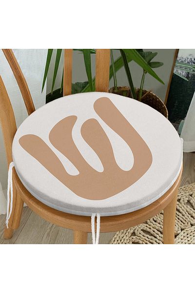 Realhomes Modern Round Zippered Chair Cushion with Onedraw Drawing Leaf Motif on Colorful Background