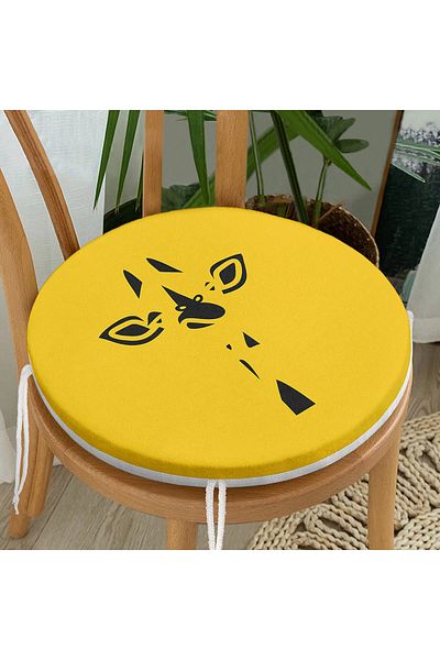 Realhomes Giraffe Silhouette with Onedraw Drawing on Colorful Background Modern Round Zippered Chair Cushion