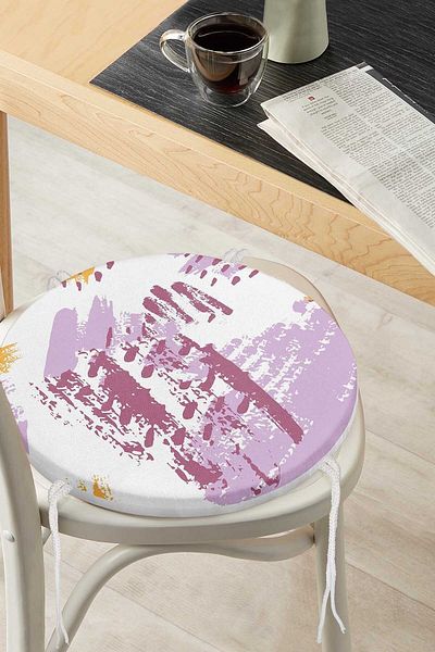 Realhomes Abstract Tarazda Pastel Colored Digital Printed Special Colored Round Zippered Chair Cushion