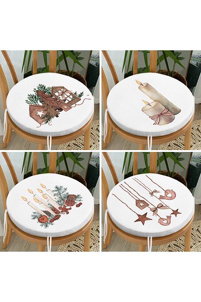 Realhomes 4-Piece Special Design Candle Ornamental Digital Printed Modern Round Zippered Chair Cushion Set