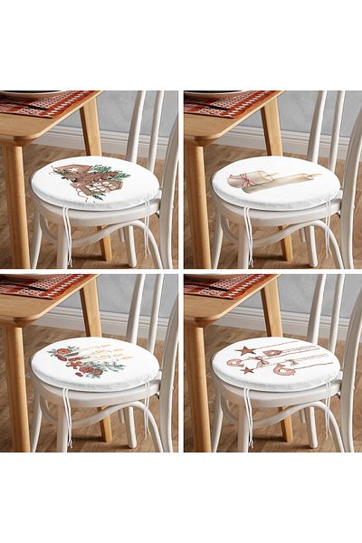Realhomes 4-Piece Special Design Candle Ornamental Digital Printed Modern Round Zippered Chair Cushion Set