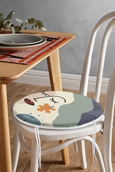 Realhomes Сучасна кругла подушка для стільця з малюнком силуету на пастельном...