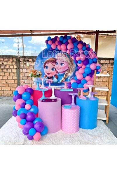 LOTUS PARTY 100 Pieces - Elsa Themed Balloon Chain Set Blue - Purple - Pink
