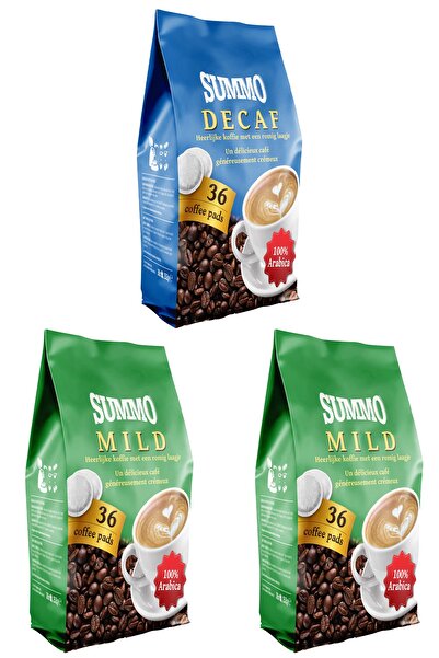 SUMMO 1 قطعة منزوعة الكافيين و2 قطعة خفيفة 108 عبوة 36x3 عبوات من وسادات Sens...