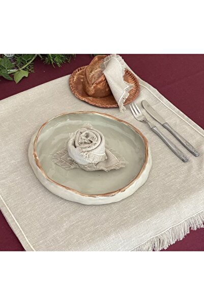 Mix And Match Home 6kişilik Kırışmayan Doğal Pamuk Bej Keten Sofra Seti