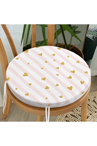 Realhomes Смугасті блискучі серця, цифровий друк, сучасні круглі подушки для ...