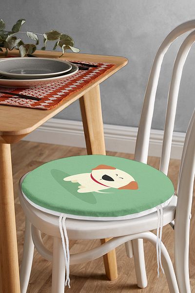 Realhomes Dog Pattern Digital Printed Modern Round Zippered Chair Cushion