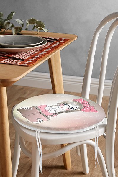 Realhomes Fashion Girl Digital Printed Modern Round Zippered Chair Cushion