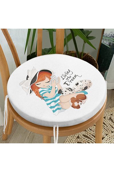 Realhomes Living The Dream Written Modern Round Zippered Chair Cushion