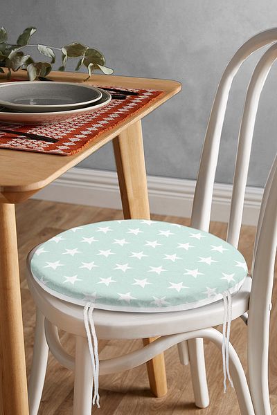 Realhomes Star Pattern Digital Printed Round Zippered Chair Cushion