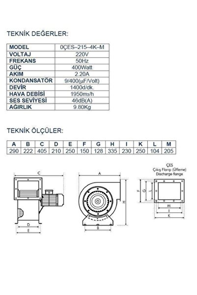 AYAS Oçes Çift Emişli Radyal Salyangoz Fan
