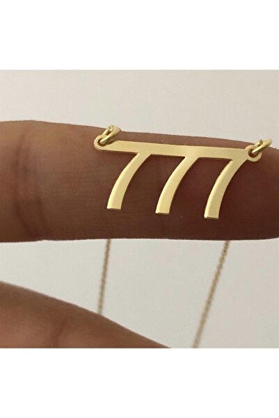 ema 777 Melek Sayısı Altın Renk Kolye Aksesuar Şık Süs Takı