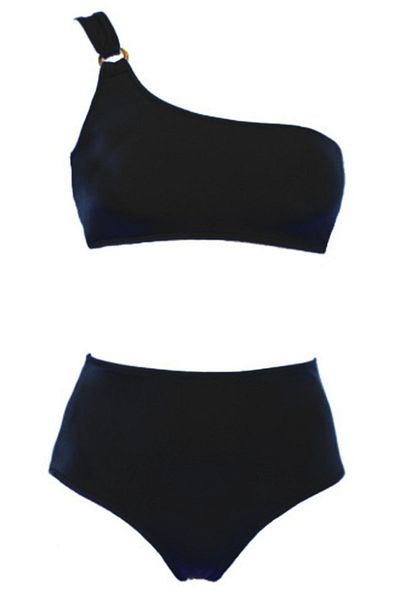 DEEP BEACH Buckle Bikini Top High Waist Bottom Set Db200564bt